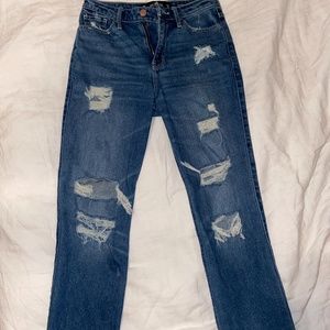 Hollister Distressed High Rise Slim Straight Jeans